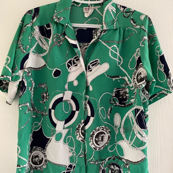 TanJay Green Nautical Button Up Shirt - Picture 1 of 1